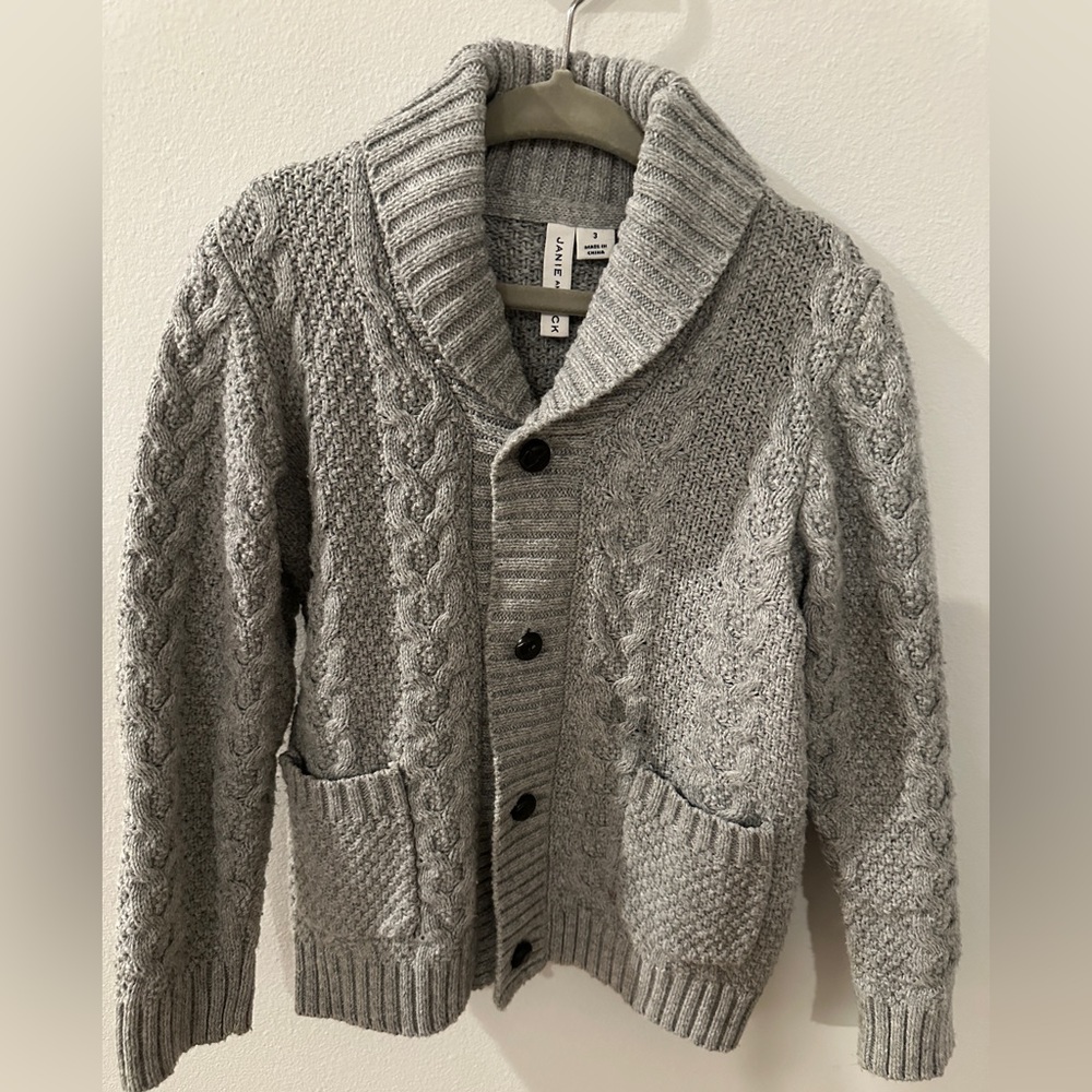 Janie and Jack Gray Cable Knit Boys Sweater